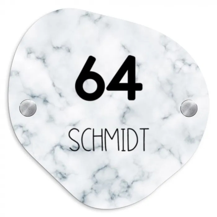 Lichtblauw marmer - Modern Naambord Organisch middel -3d