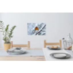 Roodborstje - Tak - Sneeuw - Winter - Levendig Muursticker klein -eettafel