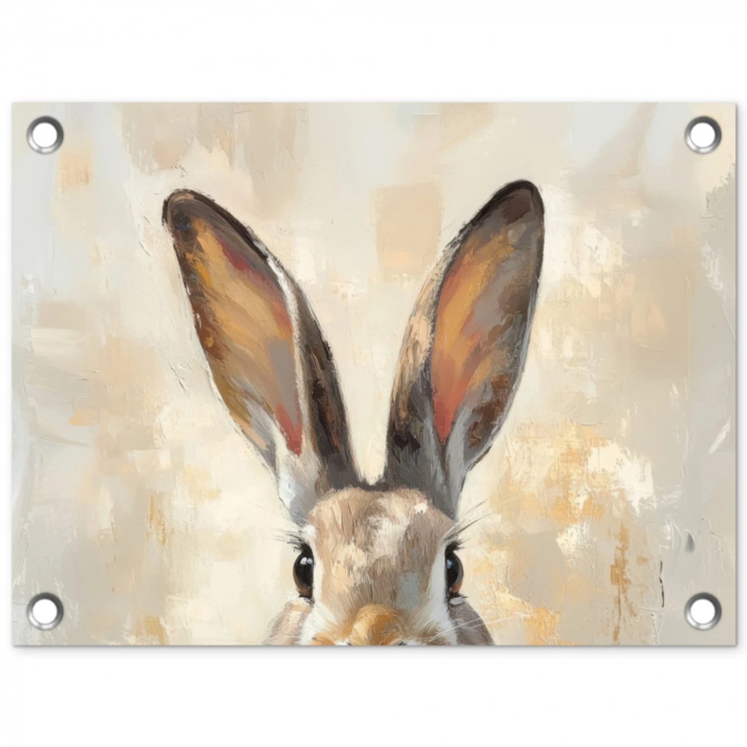 Haas - Oren - Bruin tuinposter los doek klein -3d