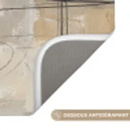 Abstract - Cirkel - Modern - Beige - Zwart - Minimalistisch Badmat klein -USP_AntislipFR