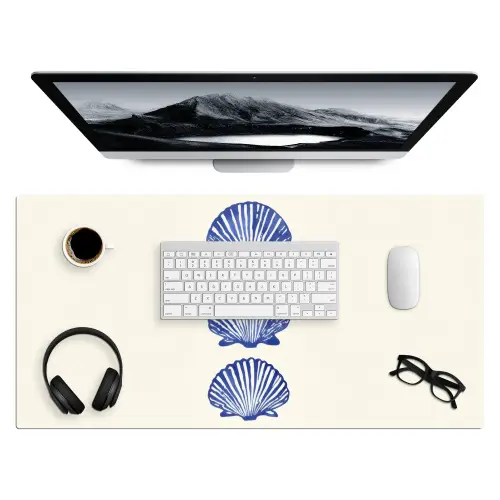 Schelpen - Blauw - Patroon Muismat XXL klein -3d