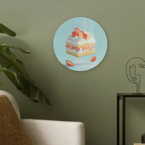 Slagroom - Taart - Blauw - Eten Akoestische PET Vilt - Rond klein -sfeer2