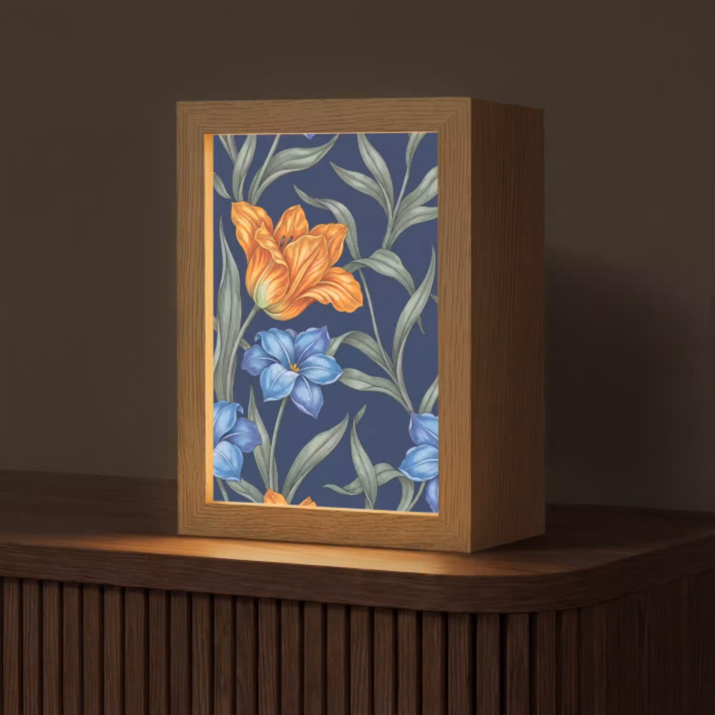 Bloemen - Botanisch - Patroon Light Box met kabel (Tafellamp) klein -z3d_website