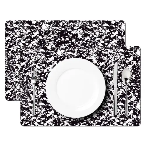 Spat - Stippen - Zwart - Wit Placemat vinyl groot 368 -zzsfeer2_Kitchenyeah-website