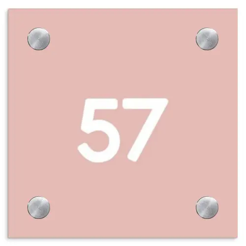 Effen roze - Traditioneel Naambord Vierkant klein -3d