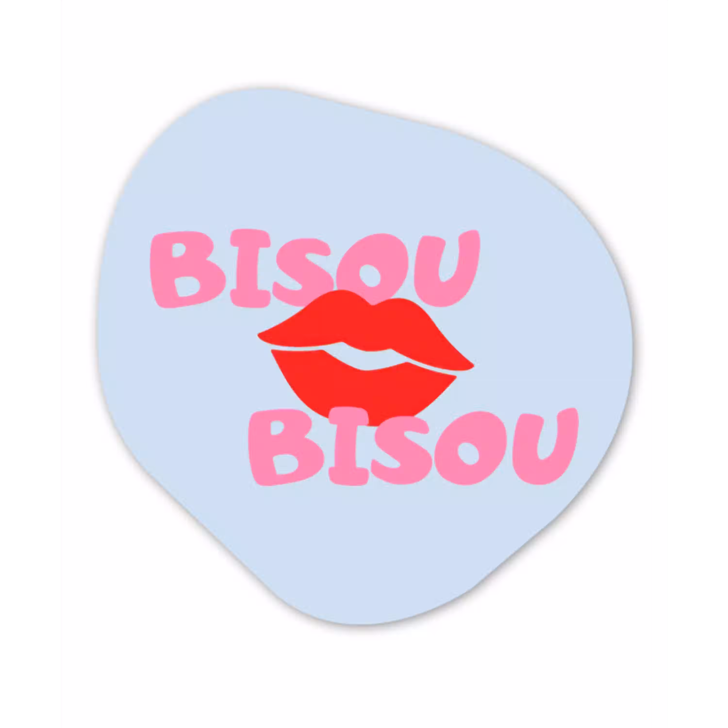 Lippen - Bisou - Blauw Wandcirkel Organisch Aluminium middel -3d