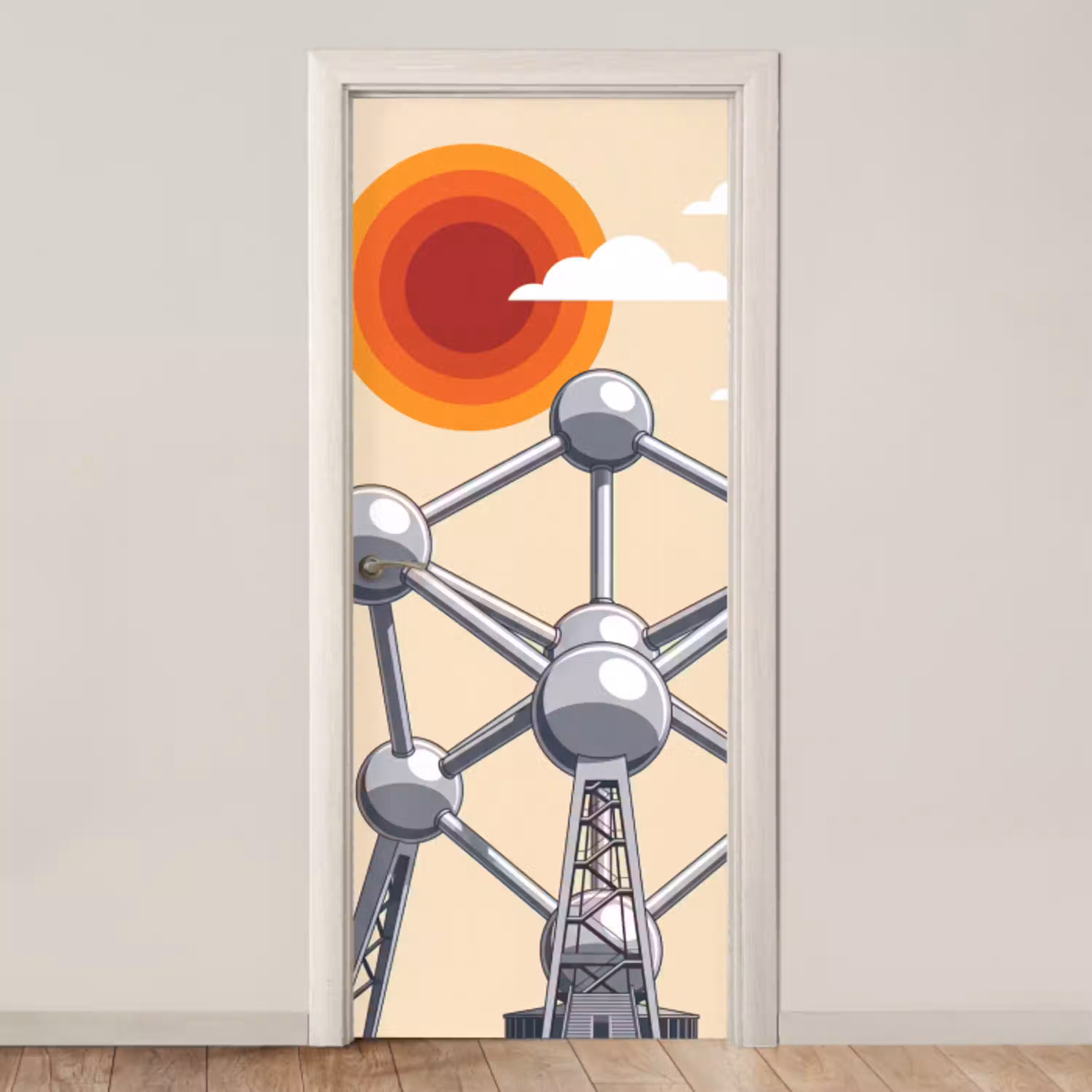Architectuur - Geometrie - Stad - Modern - Grijs deurposter klein -3d_beige