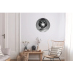 Vrouw - Zwart Wit - Ketting - Zonnebril Wandcirkel aluminium klein -woonkamer