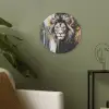 Leeuw - Portret - Verfspatten - Grijs Akoestische PET Vilt - Rond klein -sfeer2