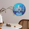 Taj Mahal - Ramadan - Blauw - Islamitische Akoestische PET Vilt - Rond klein -sfeer3