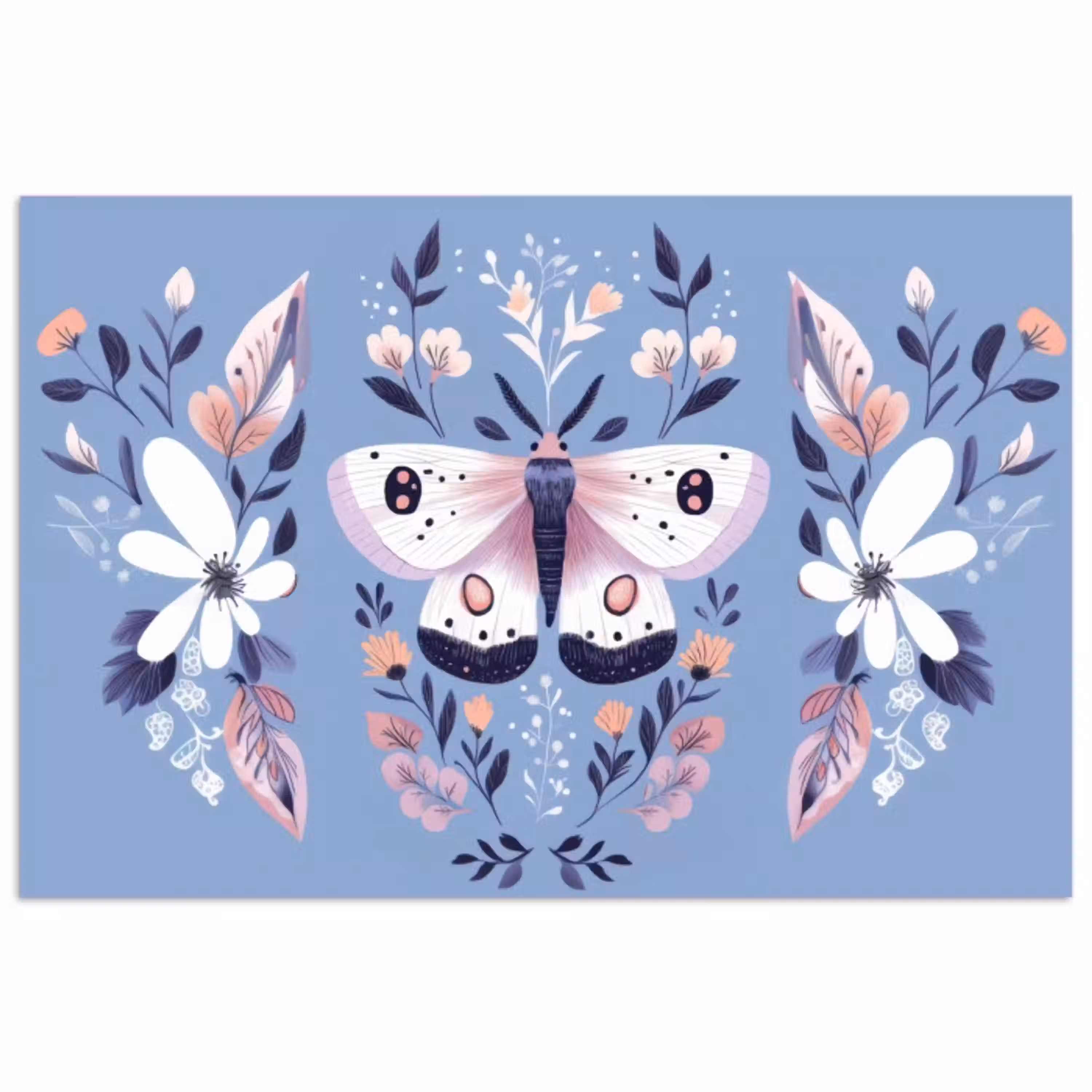 Vlinder - Vleugels - Stippen - Bloemen poster papier klein -3d