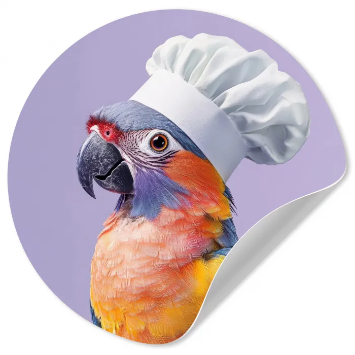 Papegaai - Koksmuts - Paars - Cute Wandcirkel behangsticker klein -3d