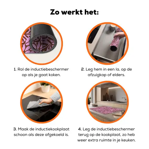 Organisch - Patroon - Roze Inductie beschermer vinyl 3mm klein 276 -zzzzzzz-td-werking