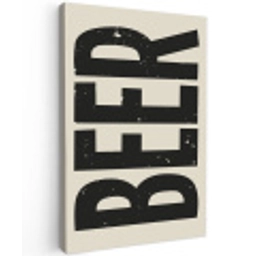 Beer - Vintage - Zwart - Beige Tuinposter op houten frame 2 cm dik klein -3d