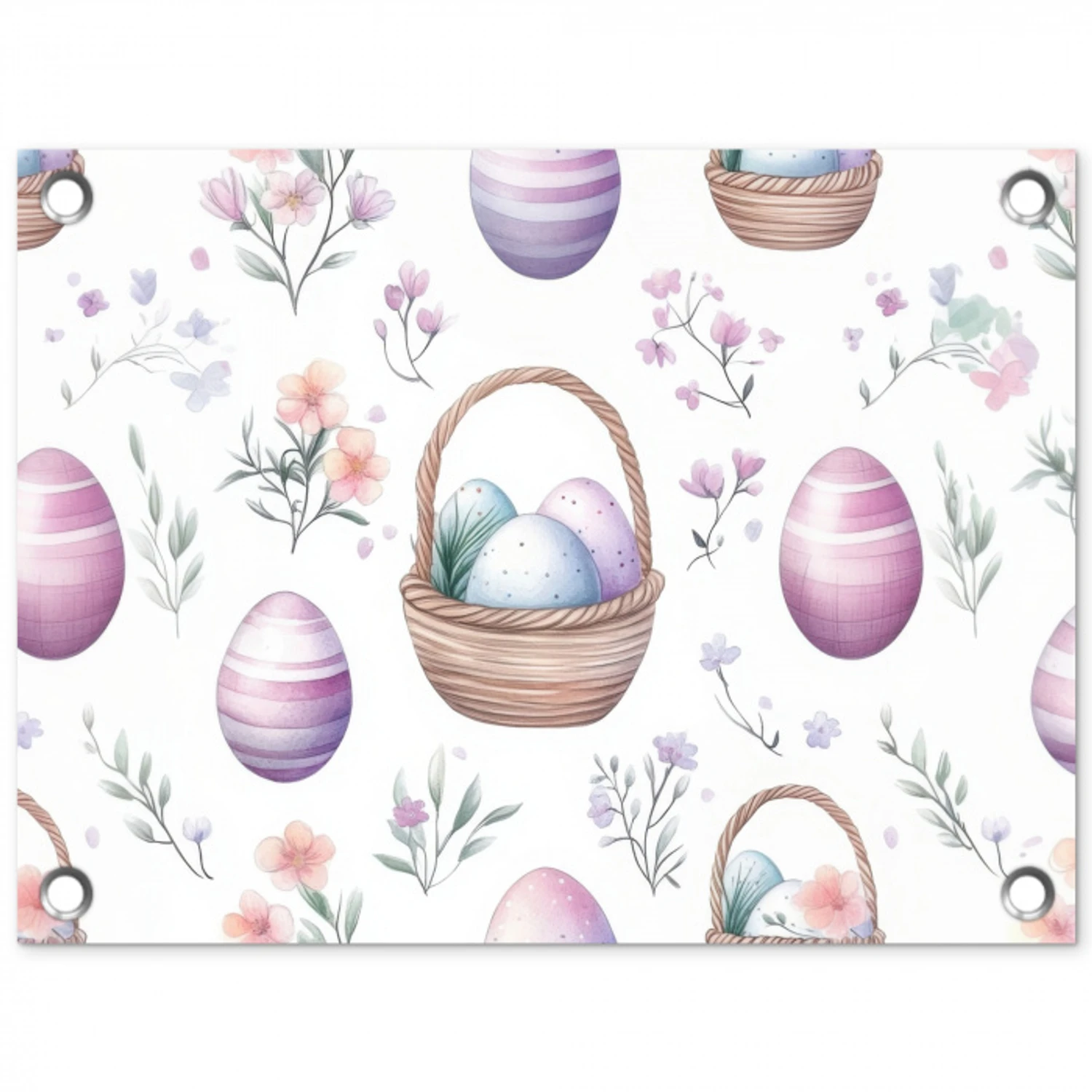 Bloemen - Paaseieren - Patroon tuinposter los doek klein -3d