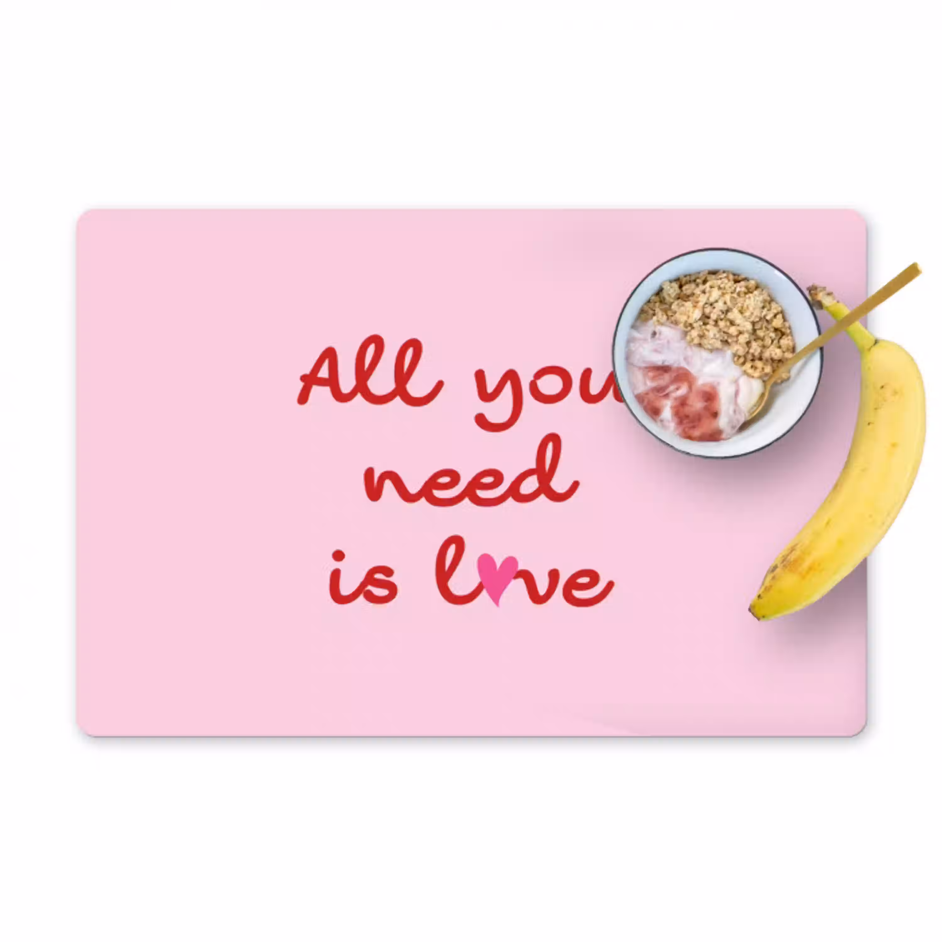 Tekst - Roze - Love - Hart Placemat vinyl groot -zzzproduct_Kitchenyeah-website