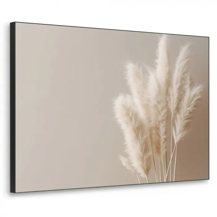 Pampasgras - Pluimen - Pastel - Wit Textielframe zwart klein -3d