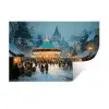 Winterkermis - Dorp - Kleurrijk Muursticker klein -3d