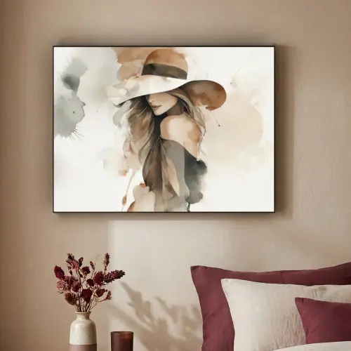 Mysterieus - Vrouw - Sepia Textielframe zwart klein -sfeer1