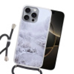 Rivier - Sneeuw - Bos - Winter - Schilderachtig Hoesje iPhone 16 Pro Max met koord klein -sfeer1