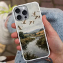 Eenden - Rivier - Landschap - Vlucht - Nostalgisch Hoesje iPhone 16 Pro Max met koord klein -sfeer3
