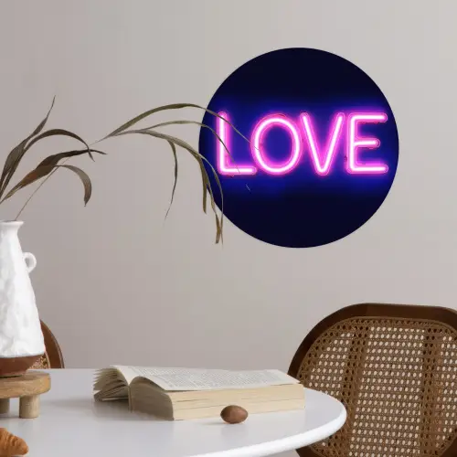 Neon - Love - Valentijn Wandcirkel behangsticker klein -sfeer3