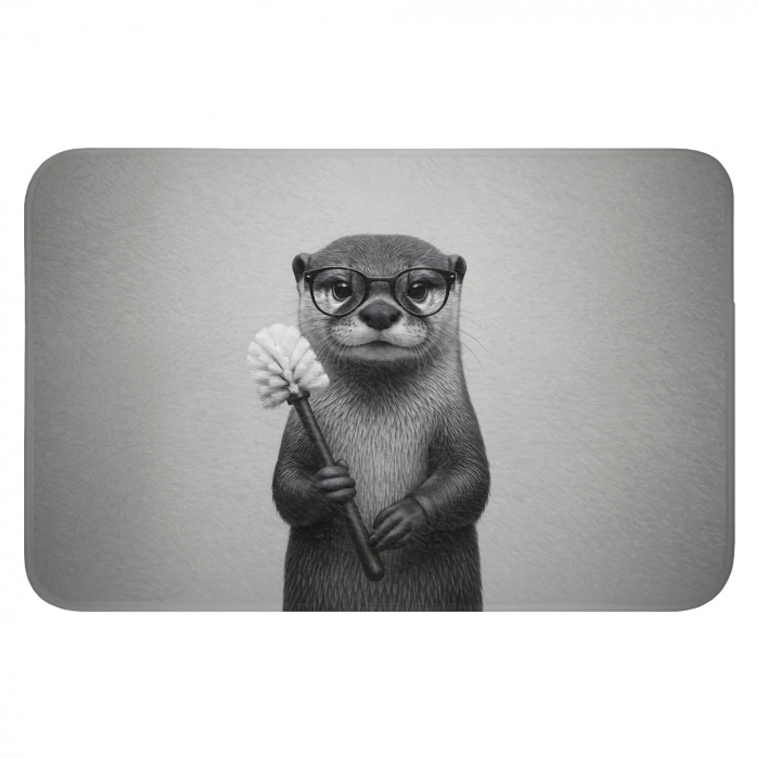 Otter - Wc-borstel - Bril - Zwart - Wit WCmat klein -3d