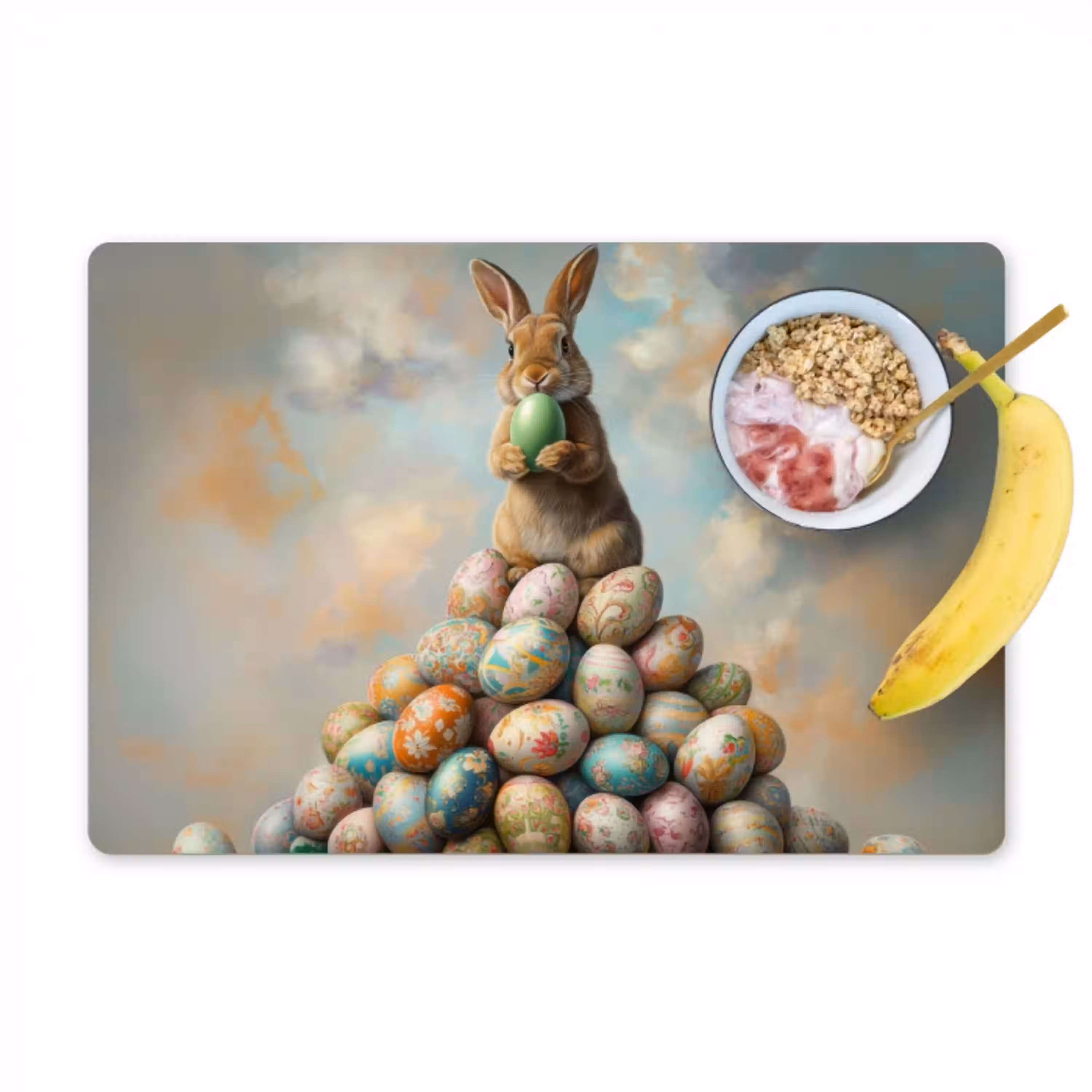 Konijn - Eieren - Kleurrijk Placemat vinyl groot -zzzproduct_Kitchenyeah-website