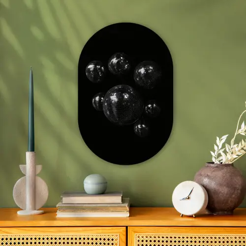 Discoballen - Minimalistisch - Zwart Wandcirkel Ovaal Forex klein -sfeer2