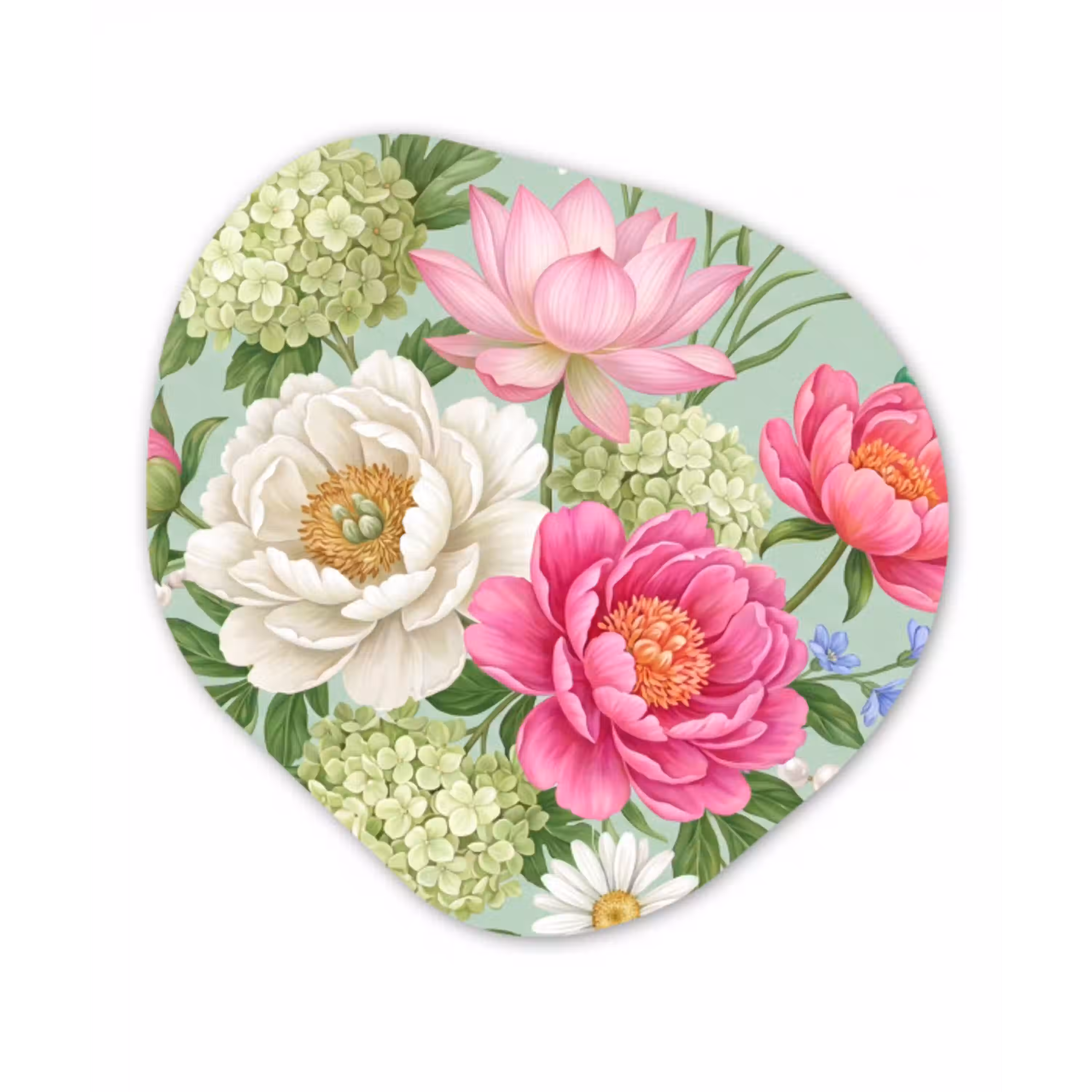 Bloemen - Patroon - Botanisch - Groen Wandcirkel Organisch Aluminium middel -3d