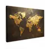 Wereldkaart - Goud - Roest canvas 2cm klein -z3d