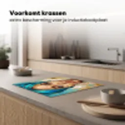 Portret - Vrouw - Schilderij - Blauw - Goud - Expressief Inductie beschermer vinyl 3mm middel -sfeer1