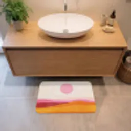 Heuvels - Oranje - Zon - Abstract Badmat klein -sfeer1