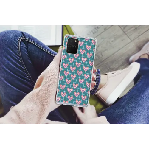 Hartjes - Raster - Patroon - Blauw Telefoonhoesje Samsung Galaxy S10 Lite klein 364 -handS10Lite