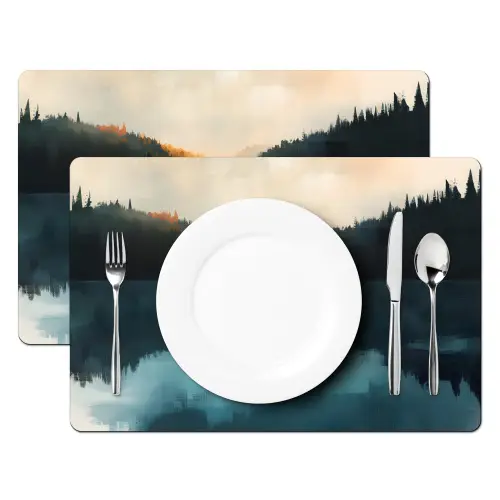 Bossen - Meer - Kano - Oranje Placemat vinyl groot -zzsfeer2_Kitchenyeah-website