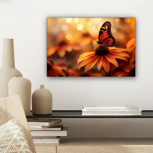 Vlinder - Bloemen - Oranje canvas 2cm klein -sfeer6