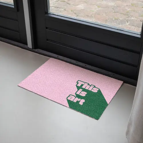 Groen - Teskt - This is art - Roze Deurmat klein -sfeer2