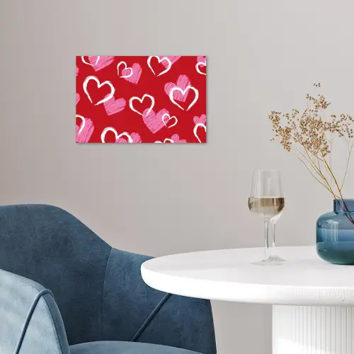Patroon - Hartjes - Roze - Valentijn poster papier klein -sfeer3