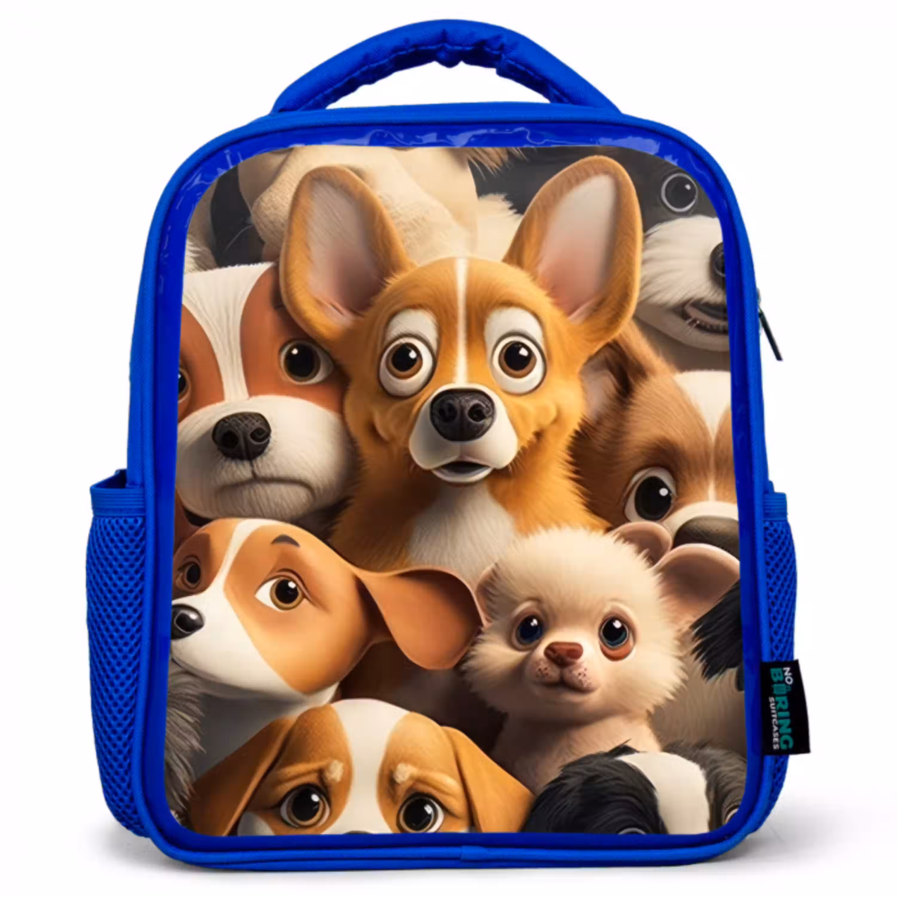 Vrolijke Hondjes Kinderrugzak - Blauw middel -3d