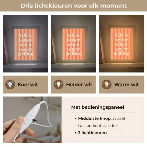 Tekst - Gestreept - Oranje - Zomer Light Box met kabel (Wandlamp) klein -USP_lichtkleurNL