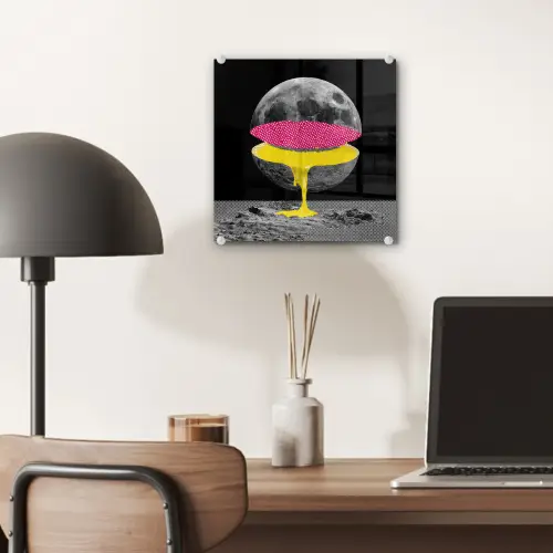Maan - Geel - Roze - Zwart plexiglas 5mm klein -sfeer6