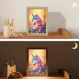 Eenhoorn - Roze - Kleurrijk - Sprookjesbos Light Box met kabel klein -sfeer3_kind