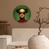 Vrouw - Groen - Bril - Aesthetic - Modern Wandcirkel plexiglas klein -sfeer1