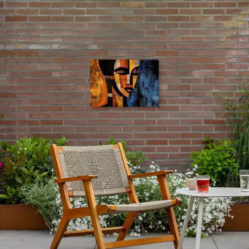 Abstract - Portret - Kleurvakken Tuinposter op houten frame 2 cm dik klein -sfeer3