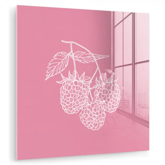 Frambozen - Steel - Getekend - Roze plexiglas 5mm klein -zzzproduct_nieuw