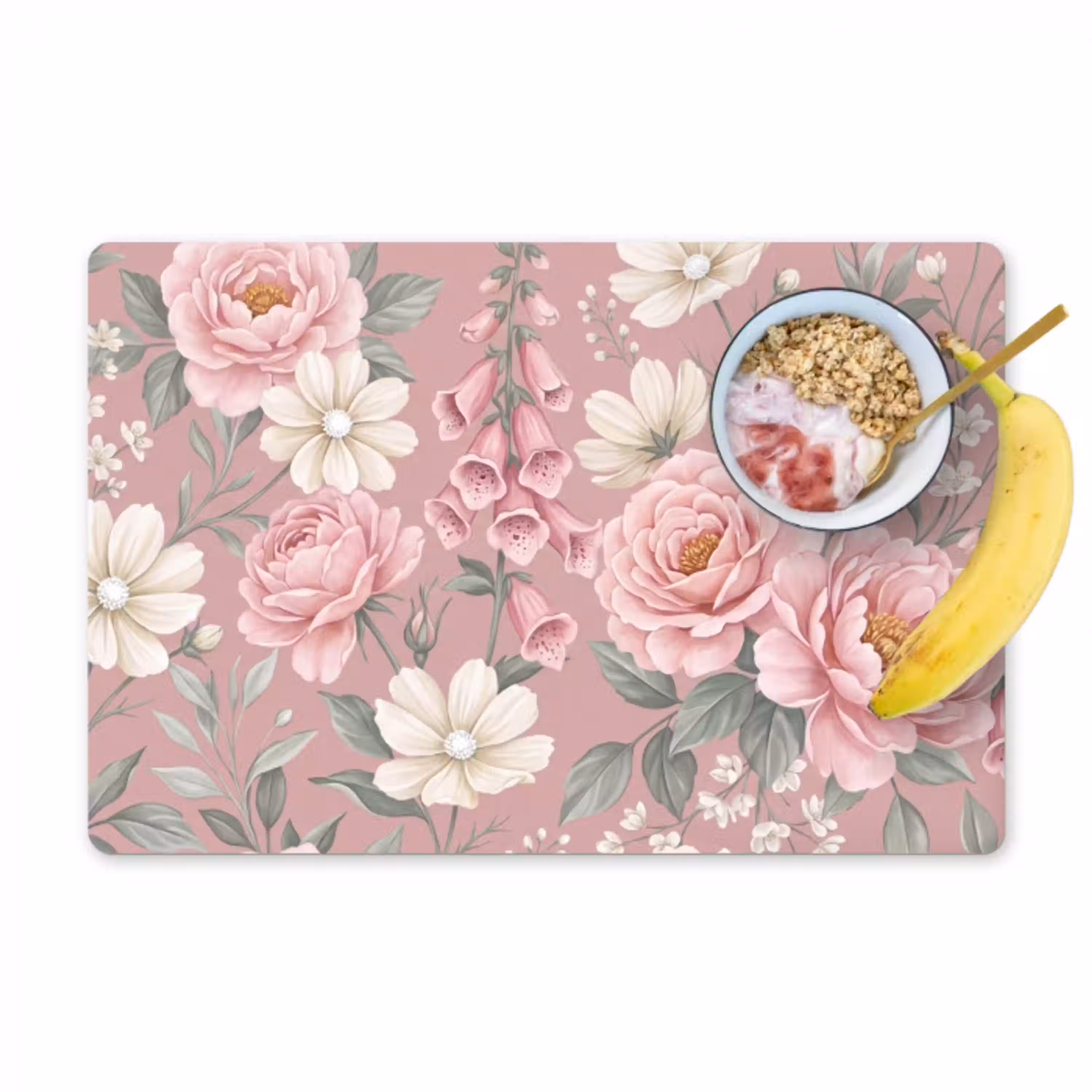 Pioenrozen - Vingerhoedskruid - Pink Placemat vinyl groot -zzzproduct_Kitchenyeah-website