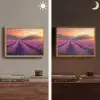 Lavendelveld - Zonsondergang - Paars Light Box met batterij (Wandlamp) middel -sfeer3