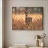 Hert - Graanveld - Bruin Textielframe zwart klein -sfeer2