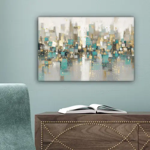 Abstract - Blokken - Goud - Skyline canvas 2cm klein -sfeer4
