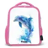 Springende blauwe dolfijn Kinderrugzak - Roze middel -3d